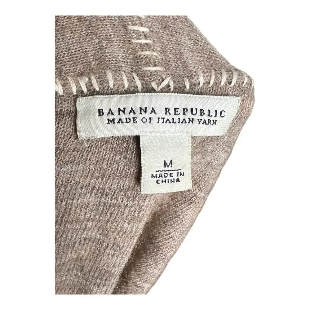 Banana Republic Italian Yarn Cardigan Sweater Tan Open front Alpaca Wool M